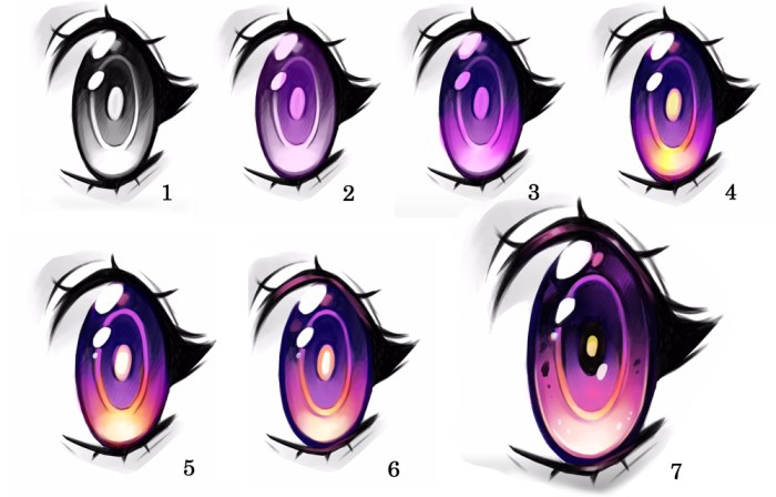 Anime eye coloring techniques