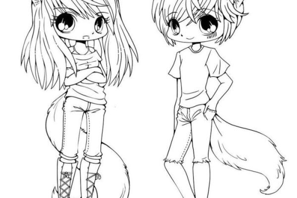 Anime fox boy coloring page