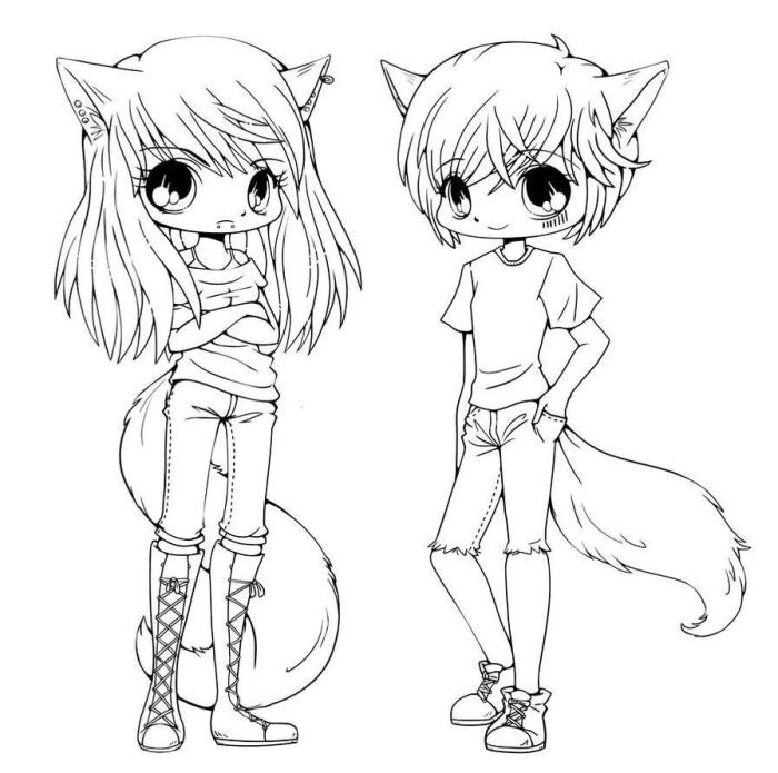 Anime fox boy coloring page