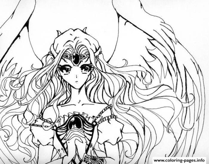 Anime angel with a shotgun coloring pages