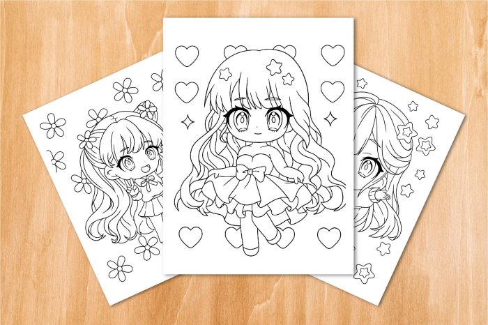 Anime coloring book chibi