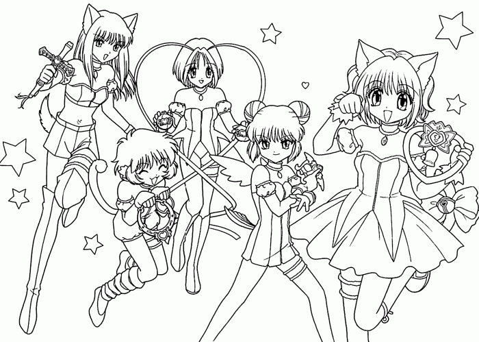 Anime characters coloring page