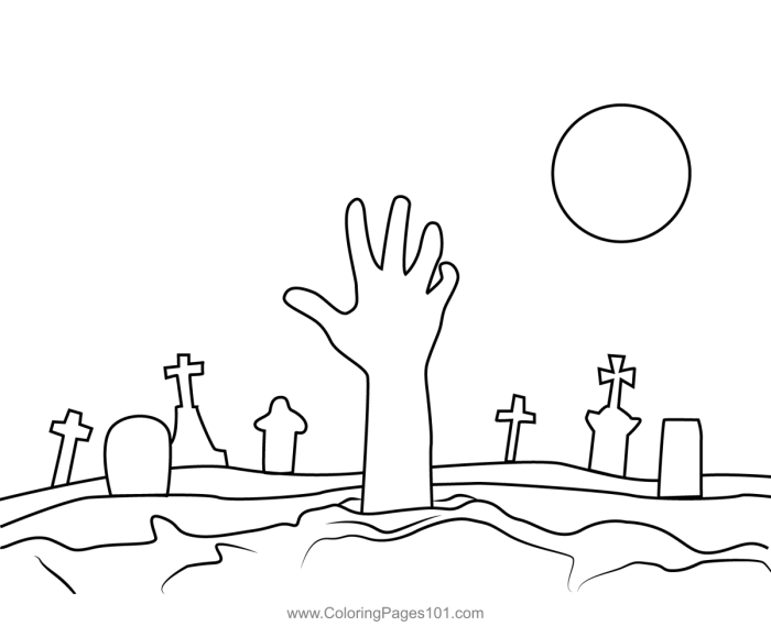 Animated graveyard coloring page