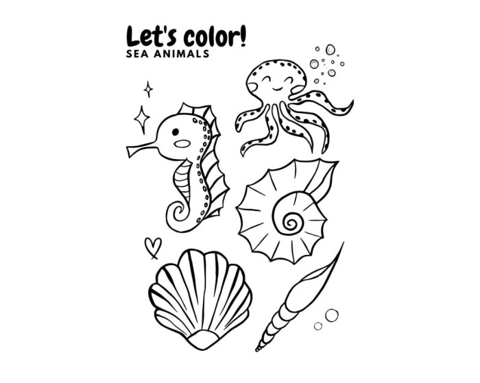 Coloring page of ocean animals