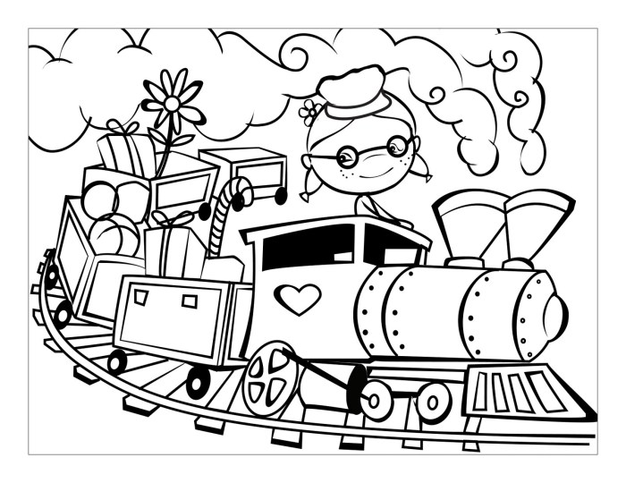 Coloring book pages of trains