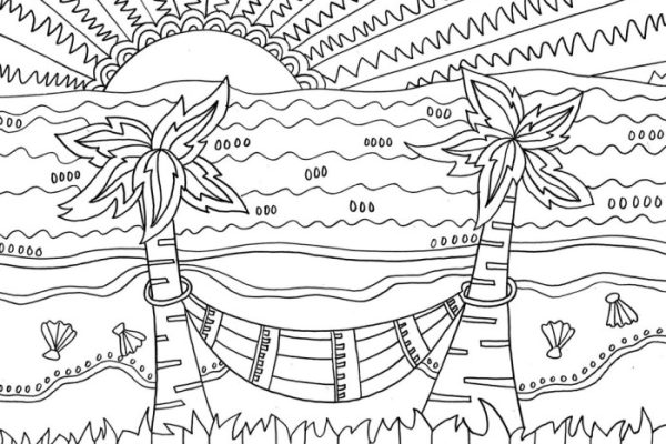 Coloring book pages beach