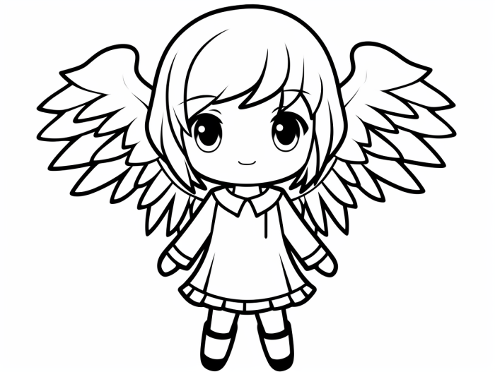 Anime angel with a shotgun coloring pages