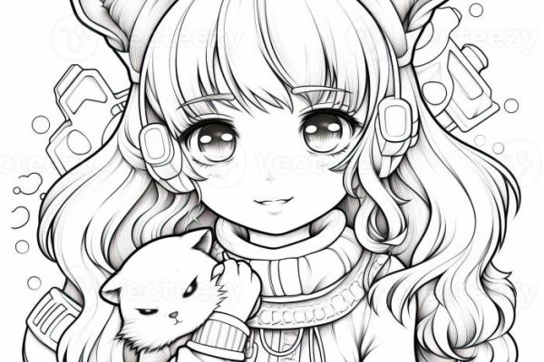 Anime drawings coloring page