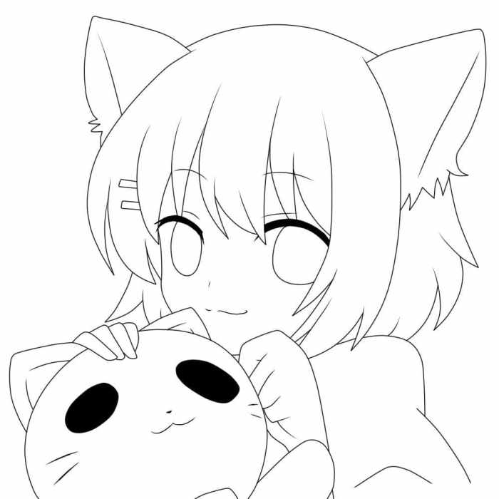 Anime cat girls coloring pages