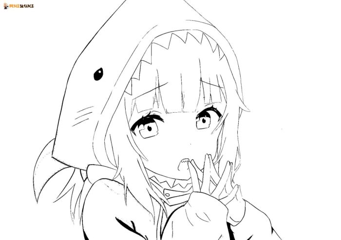 Anime girls coloring page