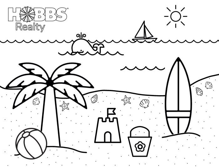 Coloring book pages beach