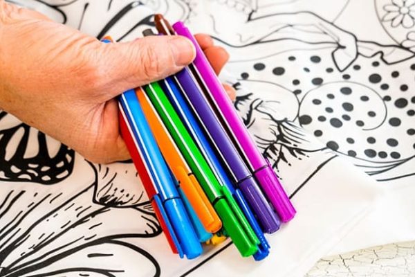 Coloring books with markers