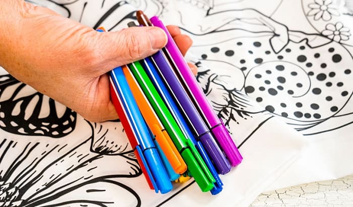 Coloring books with markers