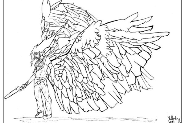 Anime angel drawing angels coloring sketch pages pencil drawings white wings fallen dark easy ange fairy draw deviantart demon sketches