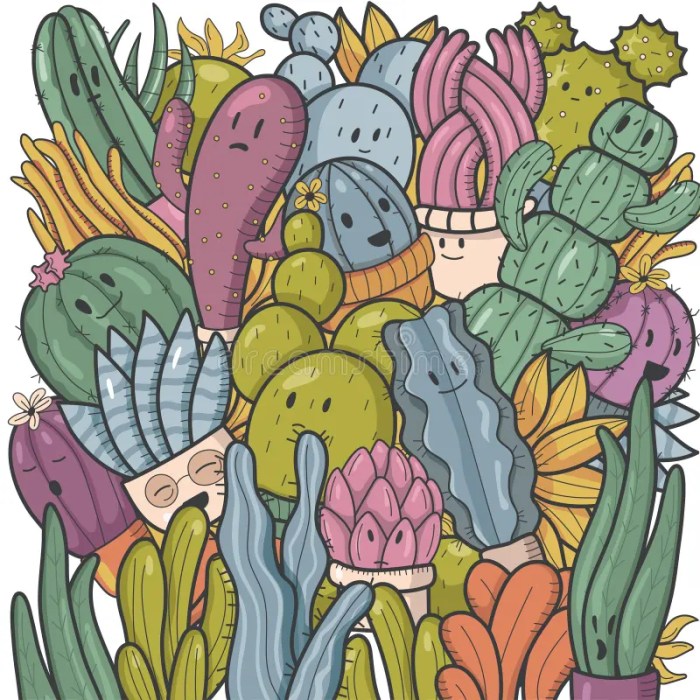 Animated cacti coloring pages