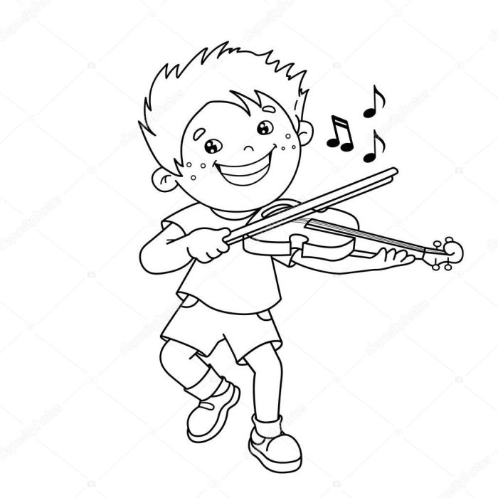 Animated played violin instrument for coloring