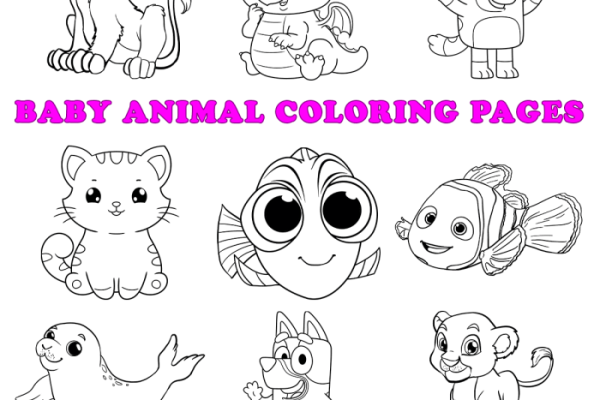 Animal baby coloring pages