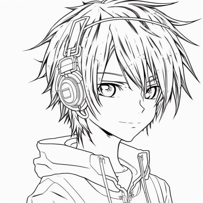 Anime child boy coloring page