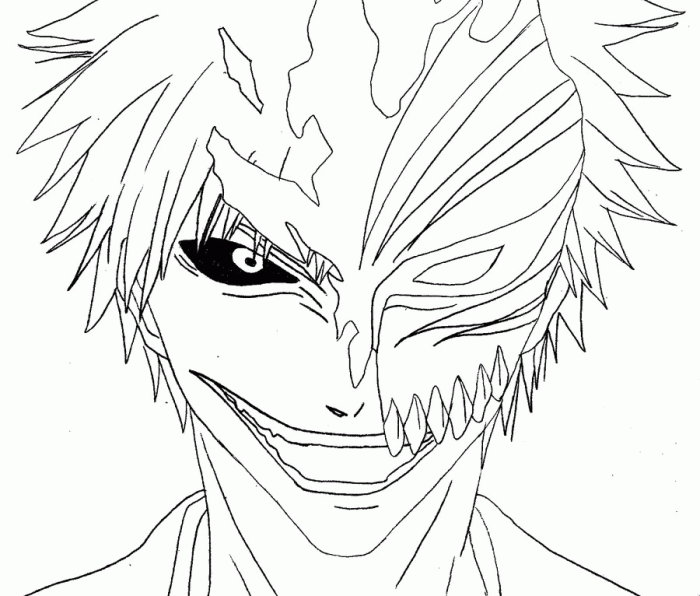 Ichigo bleach vasto lorde lineart colorear wonder hollow coloriages