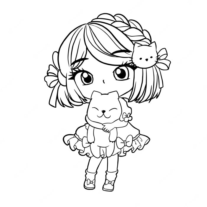 Anime girls coloring page