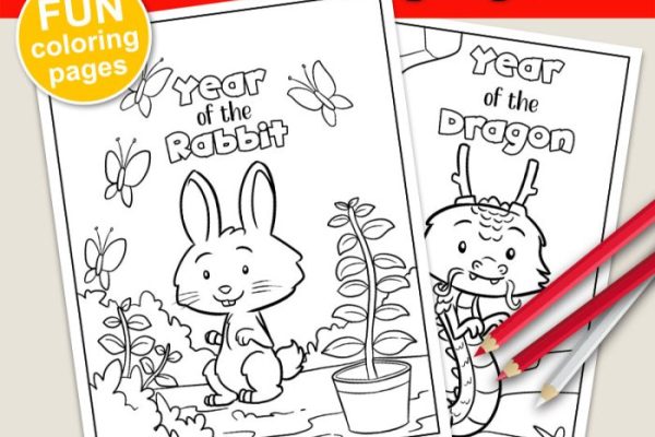 Chinese new year animals coloring