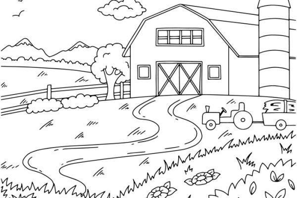 Farm coloring book pages