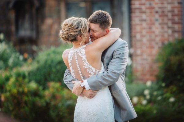 Illusion back wedding dress