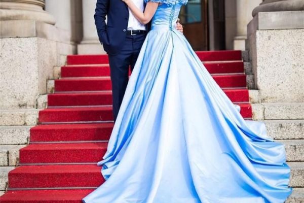 Light blue wedding dress guest