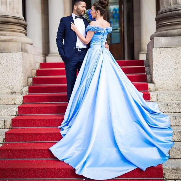 Light blue wedding dress guest