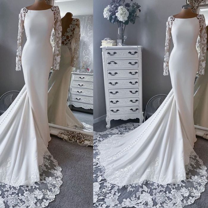 Sheer long sleeve wedding dress