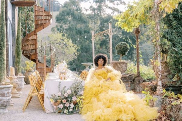 Plus size yellow dresses for wedding